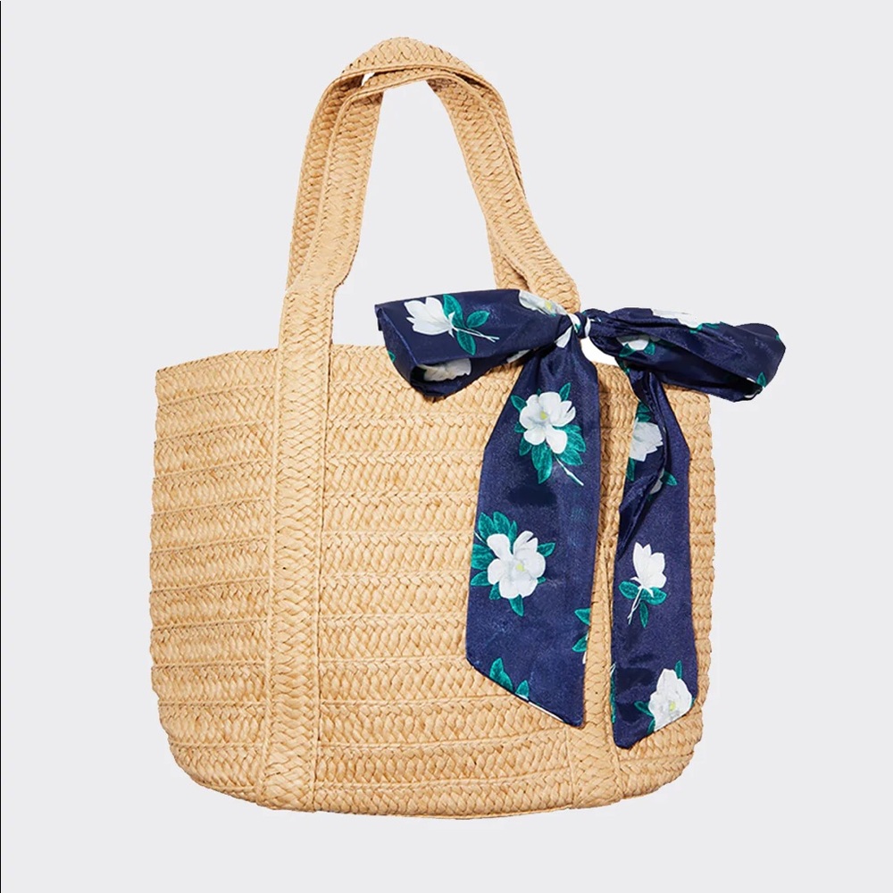 Draper James Straw Bag with Floral Scarf